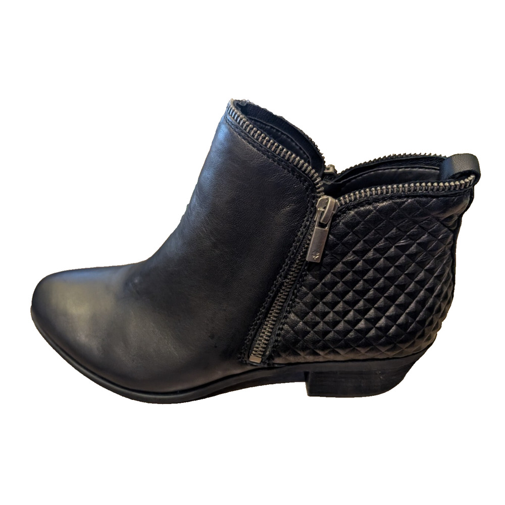 Lucky Brand Bartolino Black Leather Zippered Ankle Boots‎ Size 12 NEW